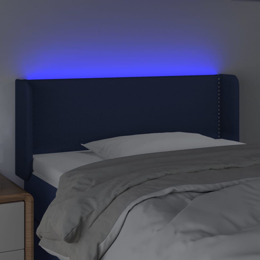 vidaXL Κεφαλάρι Κρεβατιού LED Μπλε 103x16x78/88 εκ. Υφασμάτινο