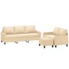 vidaXL Πολυθρόνες Σετ 3 Τεμαχίων Κρεμ από Ύφασμα με Μαξιλάρια