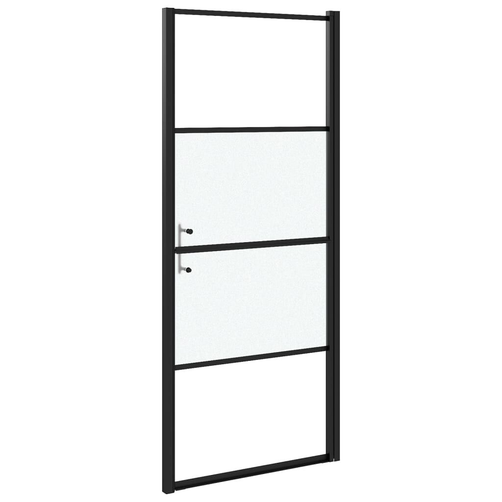 vidaXL Πόρτα Ντουζιέρας Μαύρη με Αμμοβολή 91x195 εκ. από Ψημένο Γυαλί