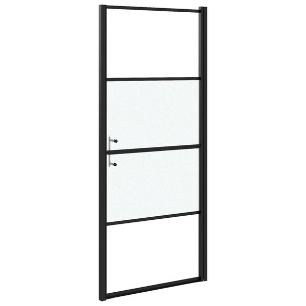 vidaXL Πόρτα Ντουζιέρας Μαύρη με Αμμοβολή 91x195 εκ. από Ψημένο Γυαλί