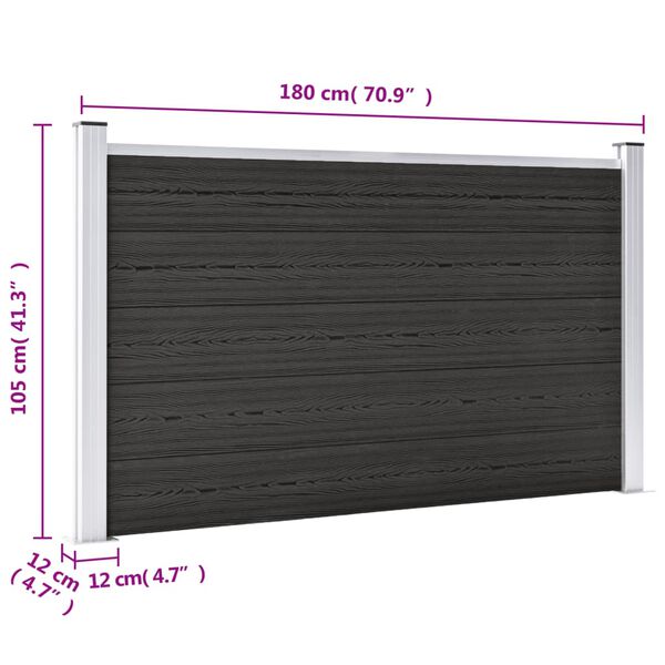 vidaXL Πάνελ Περίφραξης Γκρι 180 x 105 εκ. από WPC