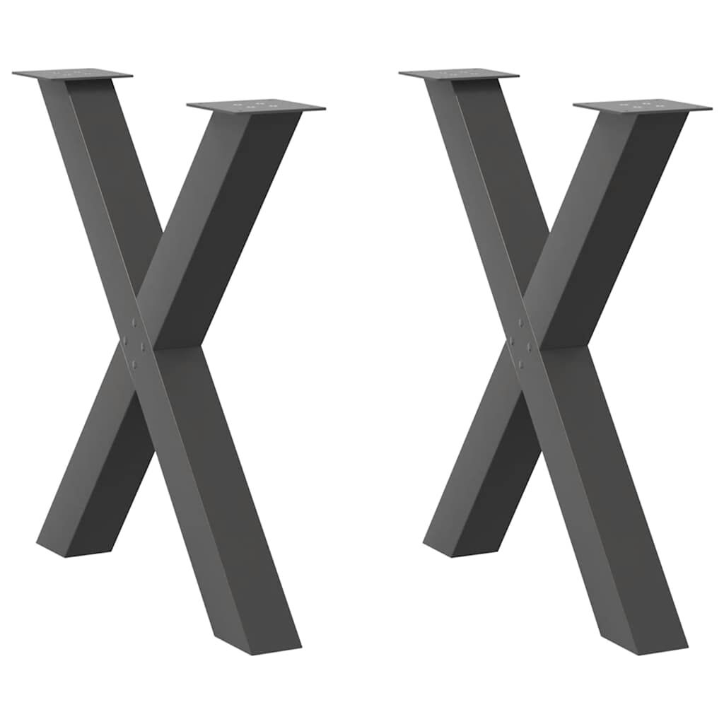 vidaXL Πόδια Τραπεζαρίας σε Σχήμα Χ 2 τεμ. Ανθρακί 80x(72-73) εκ. Ατσάλι