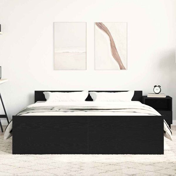 vidaXL Πλαίσιο κρεβατιού χωρίς στρώμα Μαύρη Δρυς Κατασκευασμένο ξύλο