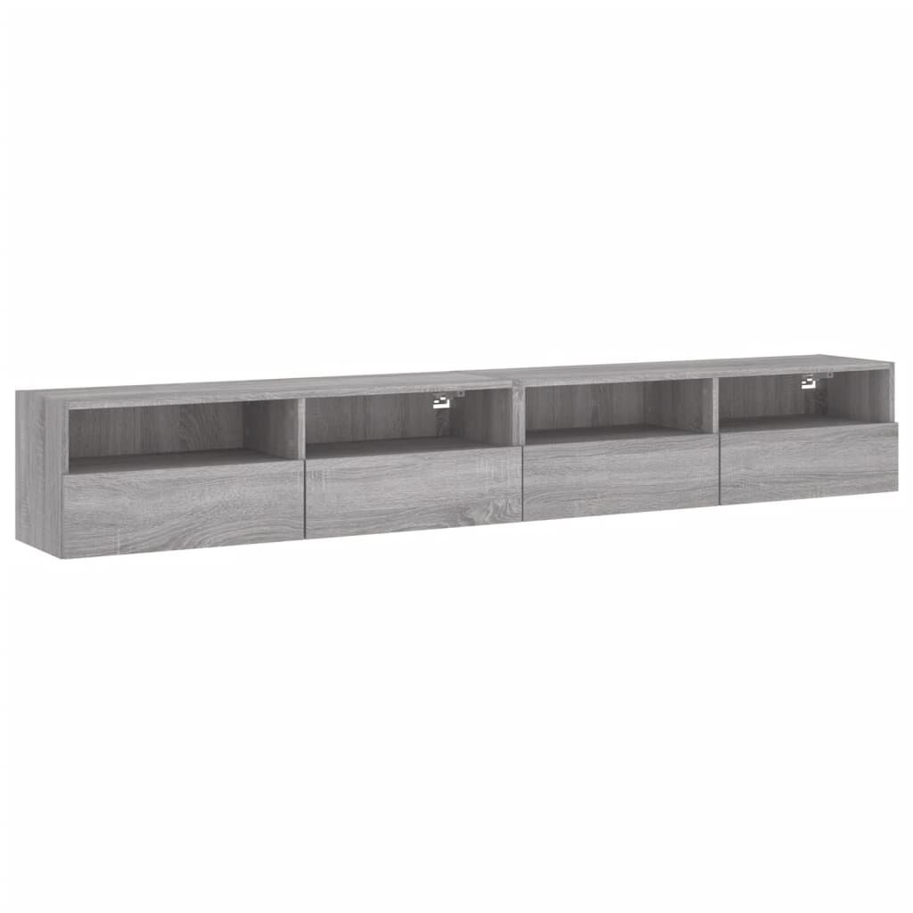 vidaXL Έπιπλα Τηλεόρασης Τοίχου 2 τεμ. Γκρι 100x30x30 εκ. Επ. Ξύλο