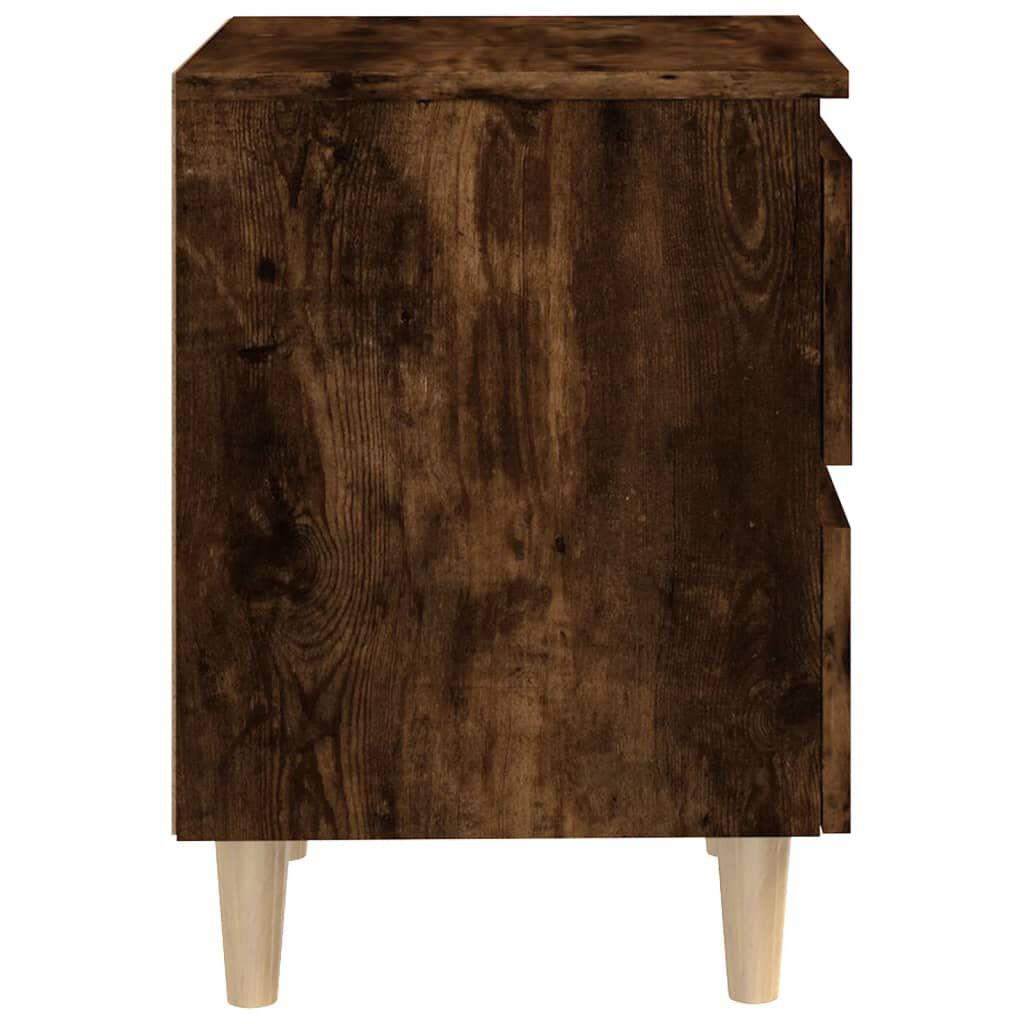 vidaXL Κομοδίνο Καπνιστή Δρυς 40 x 35 x 30 εκ. με Μασίφ Ξύλινα Πόδια