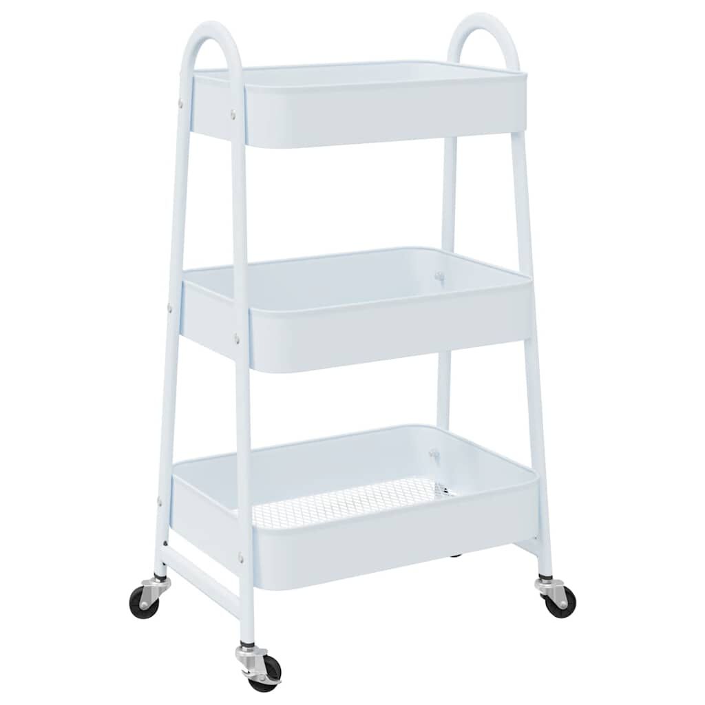 vidaXL Τρόλεϊ αποθήκευσης 3 επιπέδων Λευκό 42x41,5x77 cm Χάλυβας