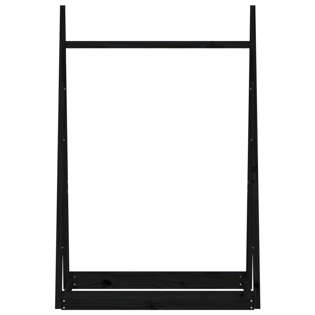 vidaXL Κρεμάστρα Ρούχων Μαύρη 100x45x150 εκ. από Μασίφ Ξύλο Πεύκου