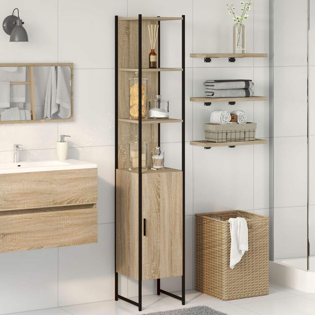 vidaXL Ντουλάπι Μπάνιου Sonoma Oak 33x33x185,5 cm Επεξεργασμένο ξύλο