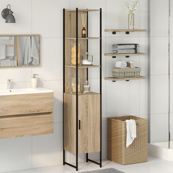 vidaXL Ντουλάπι Μπάνιου Sonoma Oak 33x33x185,5 cm Επεξεργασμένο ξύλο