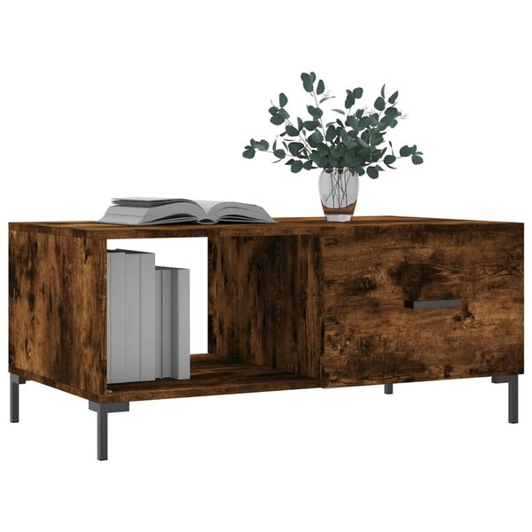 vidaXL Τραπεζάκι Σαλονιού Καπνιστή Δρυς 90x50x40 εκ. Επεξεργασμ. Ξύλο
