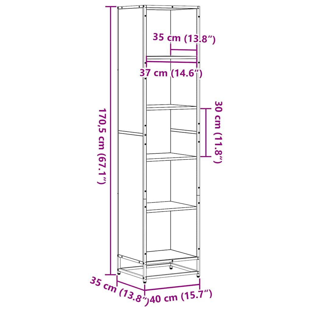 vidaXL Βιβλιοθήκη Μαύρη 40x35x170,5 εκ. από Μοριοσανίδα
