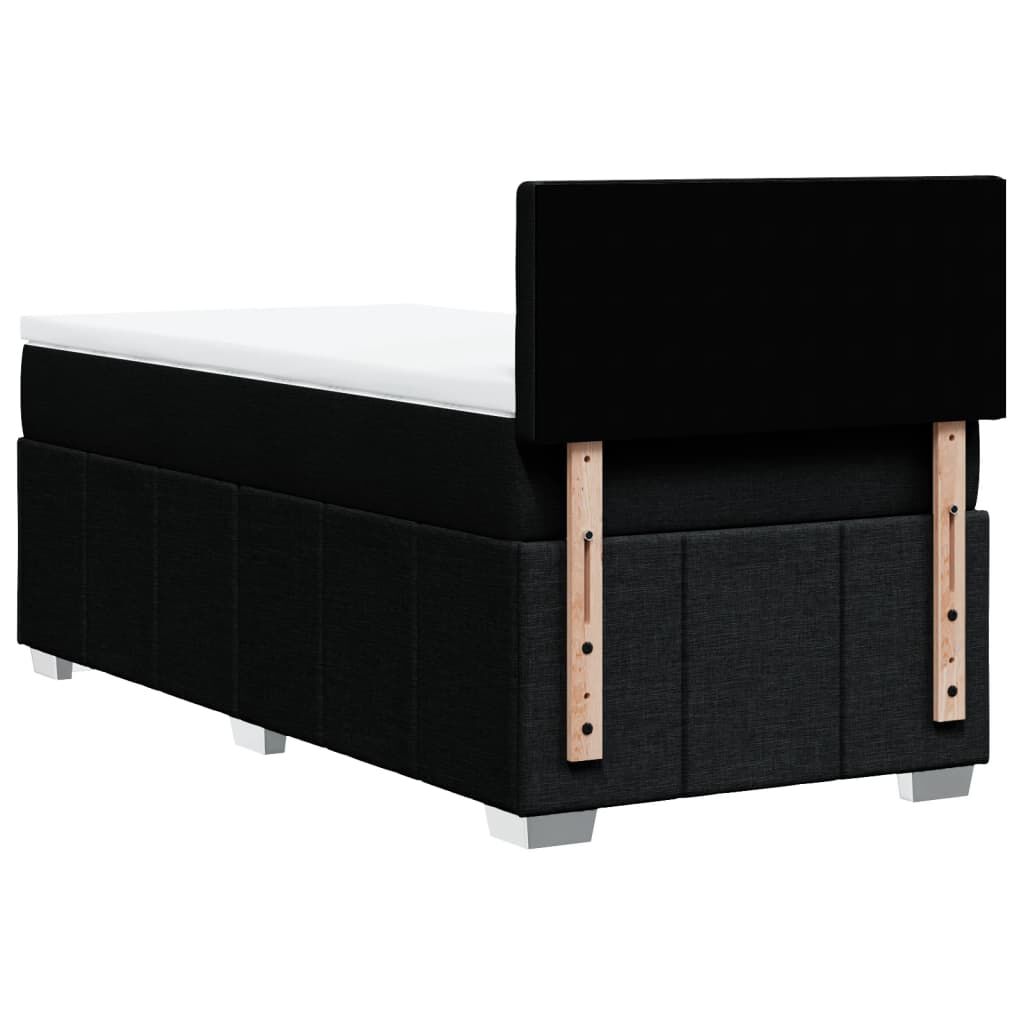 vidaXL Κρεβάτι Boxspring με Στρώμα Μαύρο 90x200 εκ. Υφασμάτινο