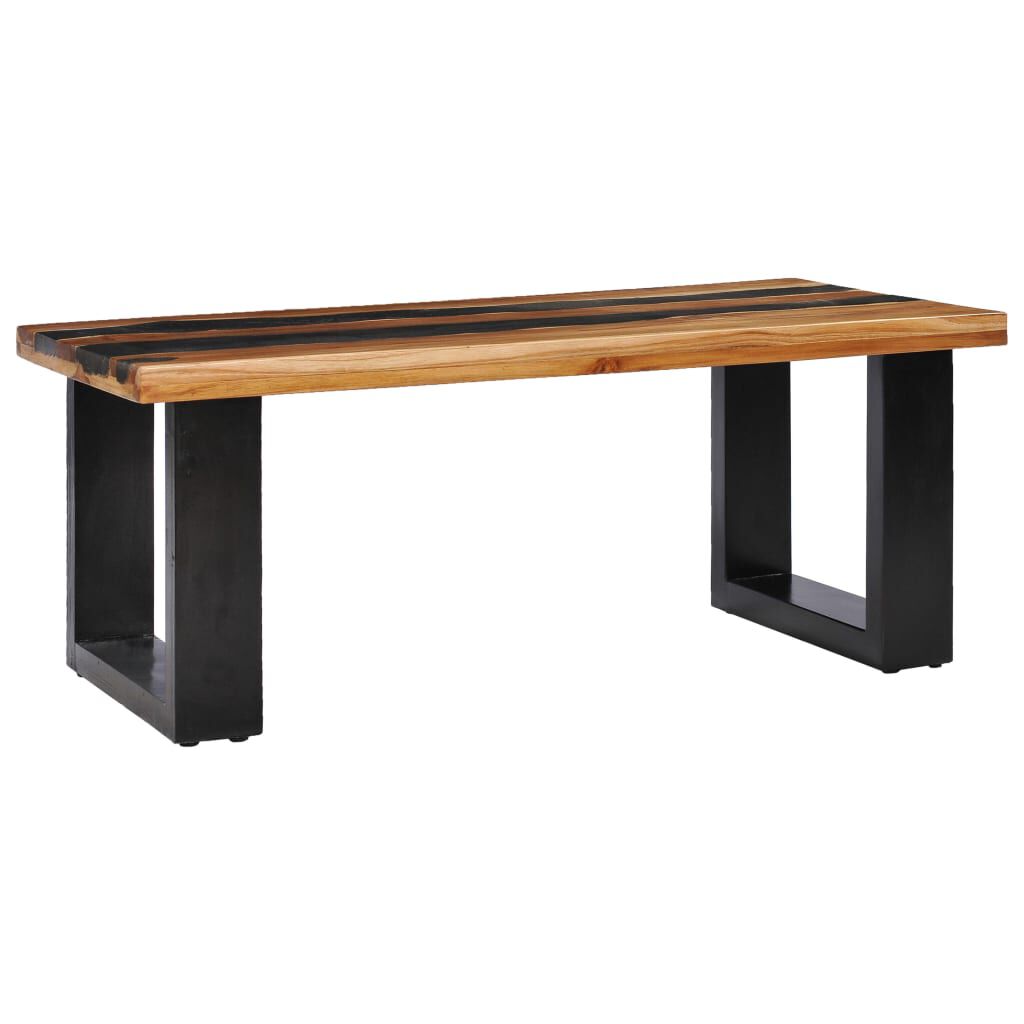 vidaXL Τραπέζι Σαλονιού 100x50x40 εκ. Μασίφ Ξύλο Teak/Ηφαιστ. Πέτρωμα