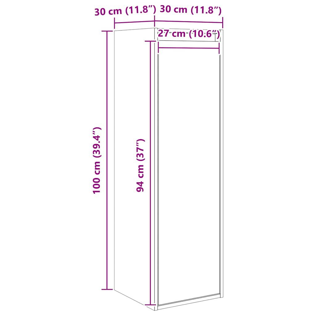 vidaXL Ντουλάπια Τοίχου 2 τεμ Καφέ Μελί 30x30x100 εκ Μασίφ Ξύλο Πεύκου