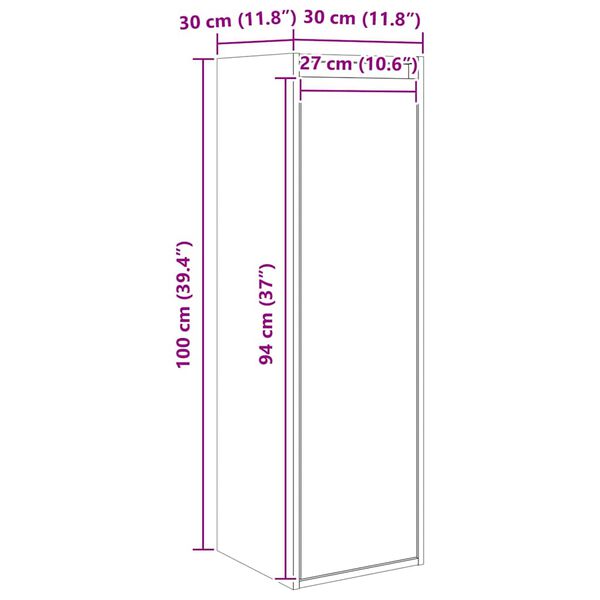 vidaXL Ντουλάπια Τοίχου 2 τεμ Καφέ Μελί 30x30x100 εκ Μασίφ Ξύλο Πεύκου