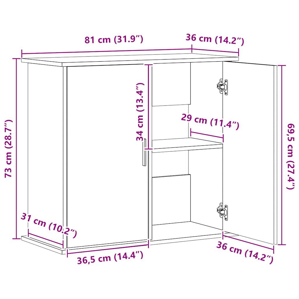 vidaXL Βάση Ενυδρείου Καπνιστή Δρυς 81x36x73 εκ. Επεξεργασμένο Ξύλο