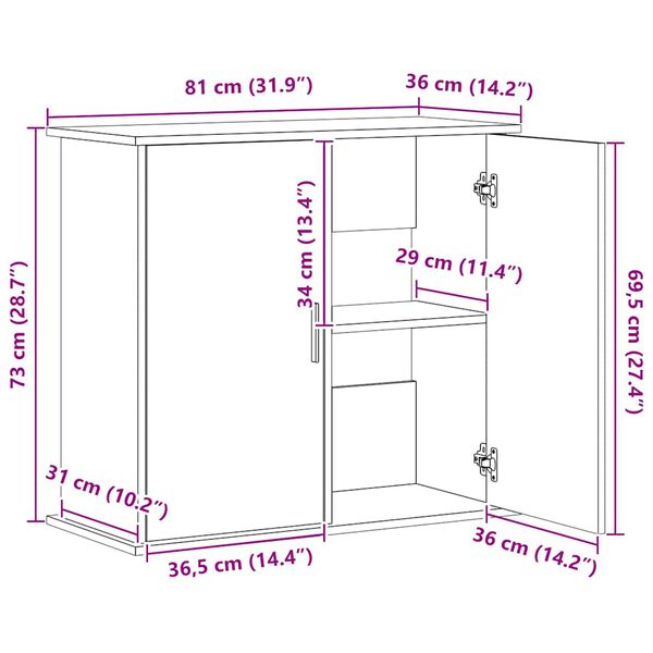 vidaXL Βάση Ενυδρείου Καπνιστή Δρυς 81x36x73 εκ. Επεξεργασμένο Ξύλο
