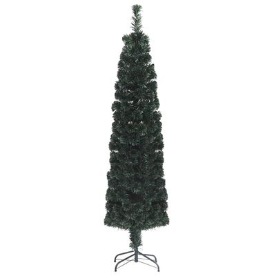 vidaXL Χριστουγεν. Δέντρο Slim Τεχνητό με Βάση / Οπτικές Ίνες 210 εκ.