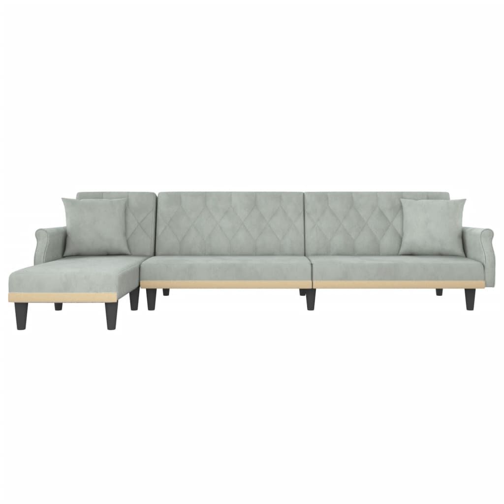 vidaXL Καναπές Κρεβάτι Γωνιακός Αν. Γκρι 271 x 140 x 70 εκ. Βελούδινος