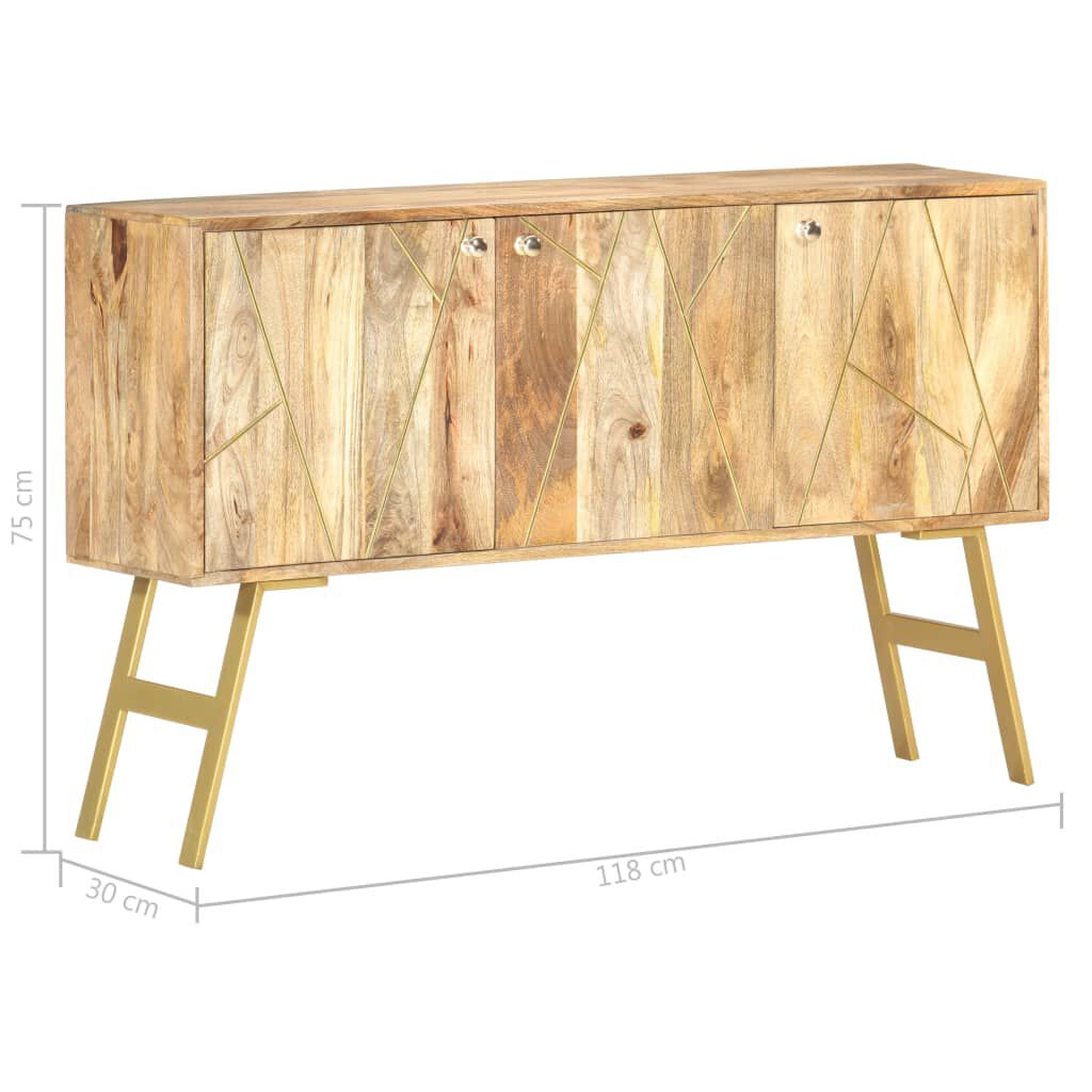 vidaXL Ντουλάπι με Συρτάρια 118 x 30 x 75 εκ. από Μασίφ Ξύλο Μάνγκο