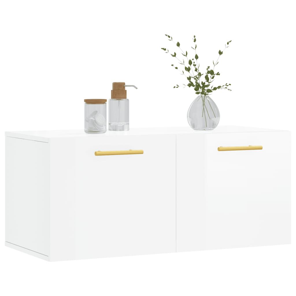 vidaXL Ντουλάπι Τοίχου Γυαλιστερό Λευκό 80x36,5x35 εκ. Επεξεργ. Ξύλο