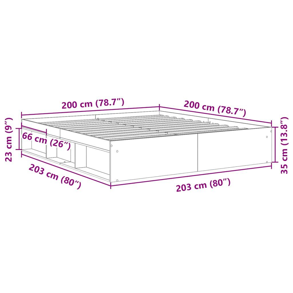 vidaXL Πλαίσιο Κρεβατιού Γκρι Σκυροδέματος 200x200 εκ.