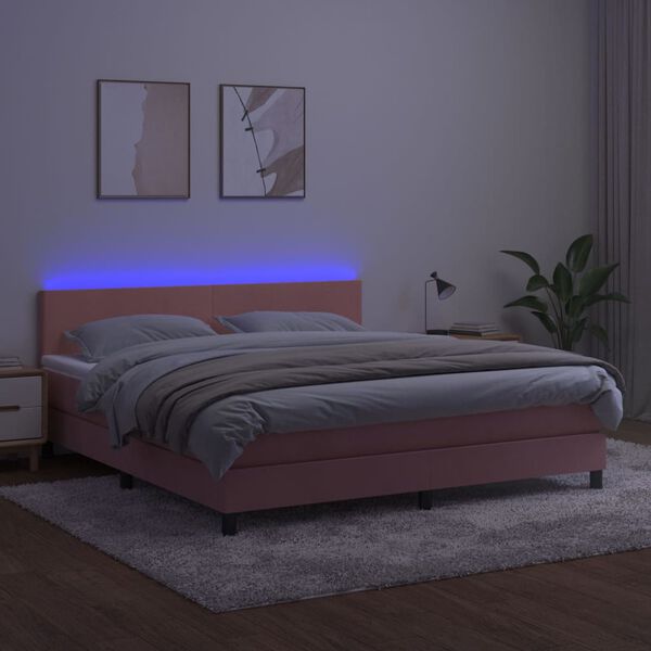 vidaXL &Kappa;&rho;&epsilon;&beta;ά&tau;&iota; Boxspring &mu;&epsilon; &Sigma;&tau;&rho;ώ&mu;&alpha; & LED &Rho;&omicron;&zeta; 180x200 &epsilon;&kappa;. &Beta;&epsilon;&lambda;&omicron;ύ&delta;&iota;&nu;&omicron;