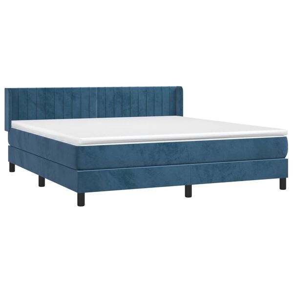 vidaXL Κρεβάτι Boxspring με Στρώμα Σκούρο Μπλε 180x200 εκ. Βελούδινο