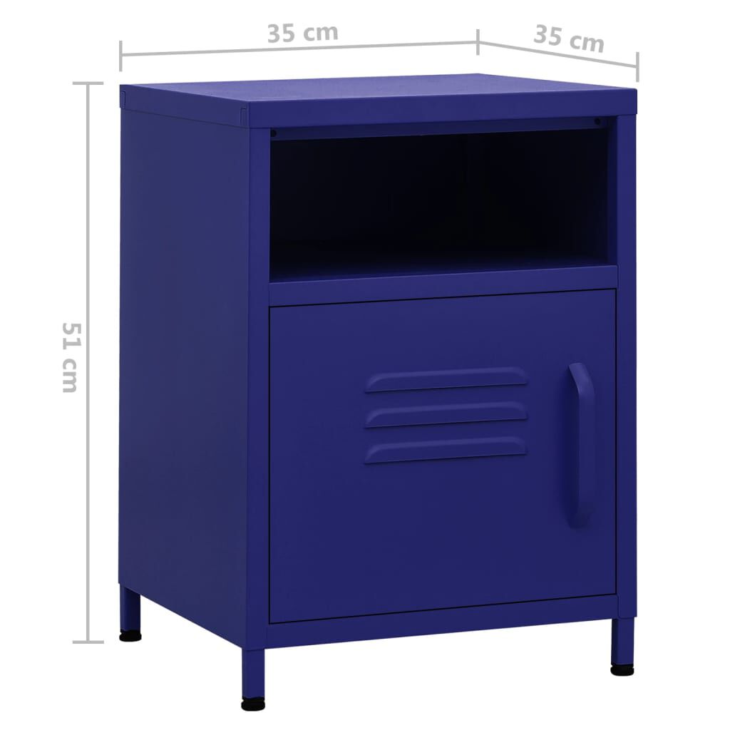 vidaXL Κομοδίνα 2 τεμ. Ναυτικό Μπλε 35 x 35 x 51 εκ. Ατσάλινα