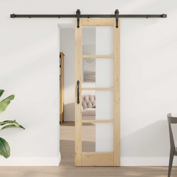 vidaXL Συρόμενη Πόρτα ORKDAL Καφέ 61 x 198.5 εκ. Ξύλο και μέταλλο