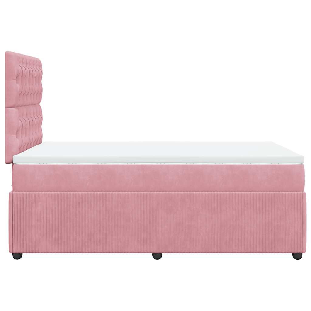 vidaXL Κρεβάτι Boxspring με Στρώμα Ροζ 120x190 εκ. Βελούδινο