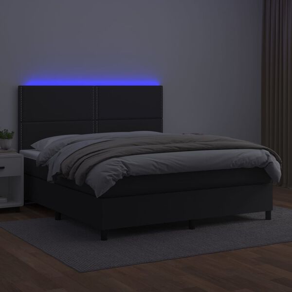 vidaXL &Kappa;&rho;&epsilon;&beta;ά&tau;&iota; Boxspring &mu;&epsilon; &Sigma;&tau;&rho;ώ&mu;&alpha; & LED &Mu;&alpha;ύ&rho;&omicron; 180x200 &epsilon;&kappa;. &Sigma;&upsilon;&nu;&theta;. &Delta;έ&rho;&mu;&alpha;