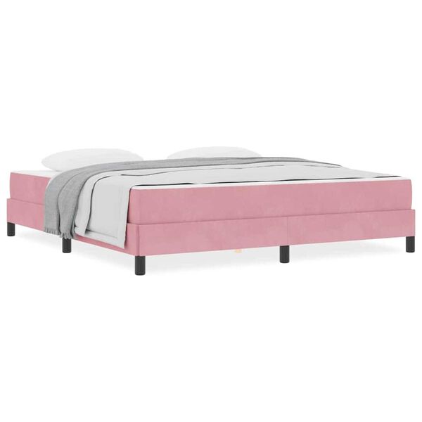 vidaXL Κρεβάτι box spring με στρώμα Ροζ 180 x 220 εκ. Βελούδο
