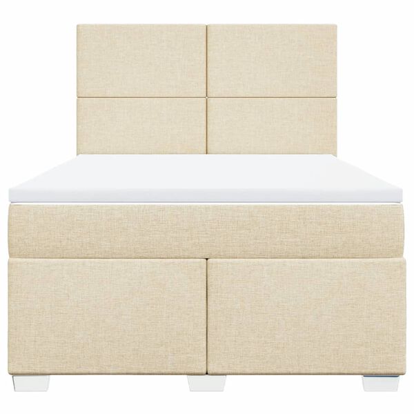 vidaXL &Kappa;&rho;&epsilon;&beta;ά&tau;&iota; Boxspring &mu;&epsilon; &Sigma;&tau;&rho;ώ&mu;&alpha; &Kappa;&rho;&epsilon;&mu; 140x190 &epsilon;&kappa;. &Upsilon;&phi;&alpha;&sigma;&mu;ά&tau;&iota;&nu;&omicron;