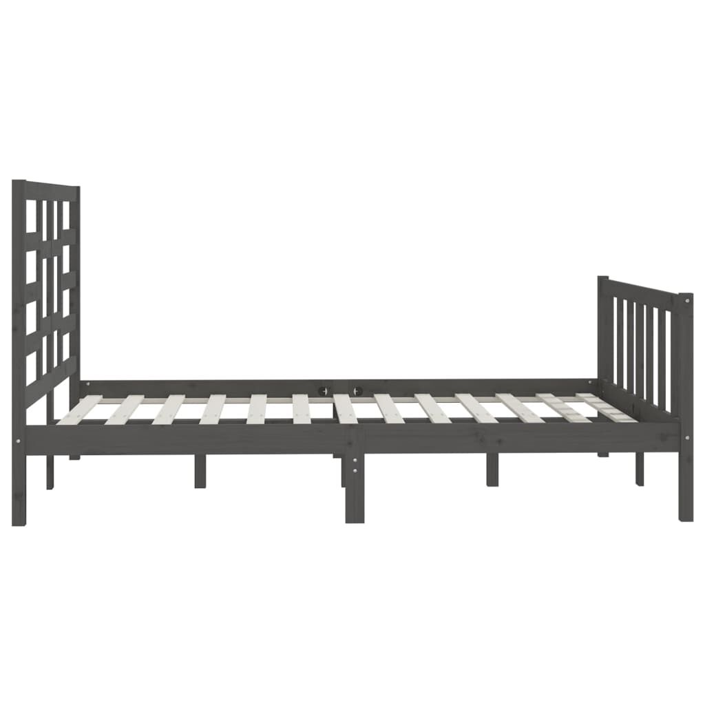 vidaXL Πλαίσιο Κρεβατιού Γκρι 150 x 200 εκ. Μασίφ Ξύλο King Size