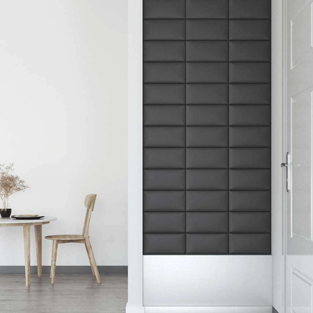 vidaXL Πάνελ Τοίχου 12 τεμ. Γκρι 30 x 15 εκ. 0,54 μ² Συνθετικό Δέρμα