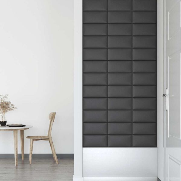 vidaXL Πάνελ Τοίχου 12 τεμ. Γκρι 30 x 15 εκ. 0,54 μ² Συνθετικό Δέρμα