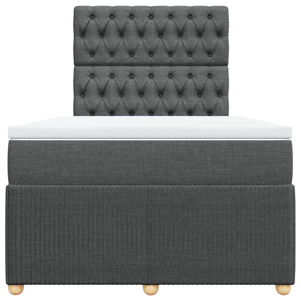 vidaXL Κρεβάτι Boxspring με Στρώμα Σκούρο Γκρι 120x200 εκ. Υφασμάτινο