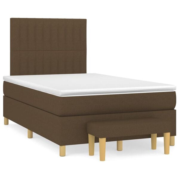 vidaXL Κρεβάτι Boxspring με Στρώμα Σκούρο Καφέ 120x200 εκ. Υφασμάτινο