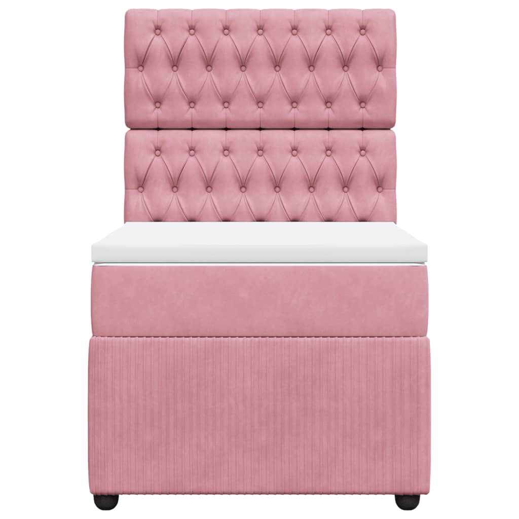 vidaXL Κρεβάτι Boxspring με Στρώμα Ροζ 80 x 200 εκ. Βελούδινο