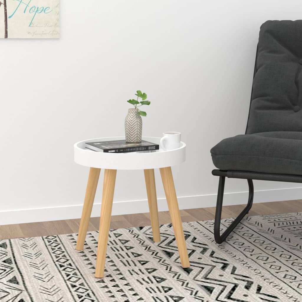 vidaXL Βοηθητικό Τραπέζι Λευκό 38 x 38 x 40 εκ. Επεξ. Ξύλο&Μασίφ Πεύκο