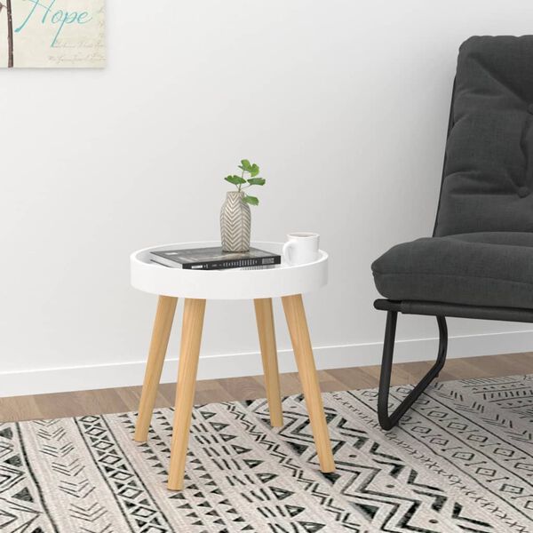 vidaXL Βοηθητικό Τραπέζι Λευκό 38 x 38 x 40 εκ. Επεξ. Ξύλο&Μασίφ Πεύκο