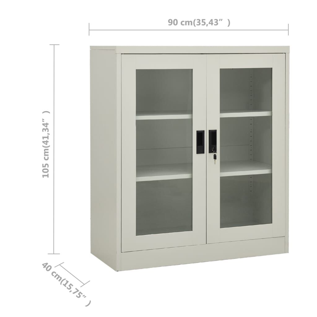 vidaXL Ντουλάπα Γραφείου 90 x 40 x 105 εκ. Ανοιχτό Γκρι Ατσάλινη