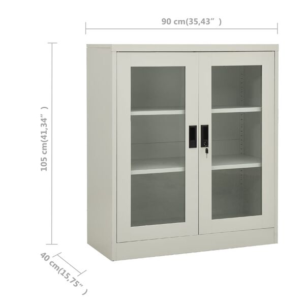 vidaXL Ντουλάπα Γραφείου 90 x 40 x 105 εκ. Ανοιχτό Γκρι Ατσάλινη
