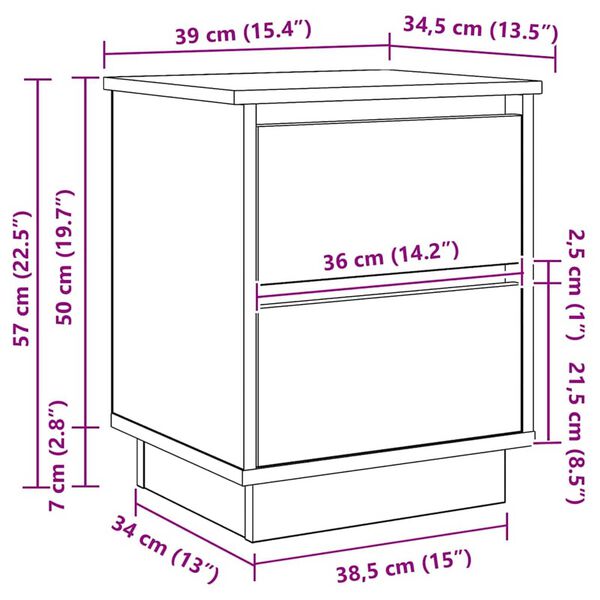 vidaXL Κομοδίνο με συρτάρι με 2 pcs Sonoma Δρυς 39 x 34.5 x 50 εκ.