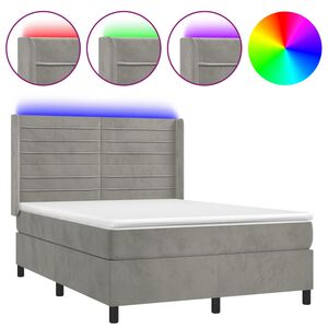 vidaXL &Kappa;&rho;&epsilon;&beta;ά&tau;&iota; Boxspring &mu;&epsilon; &Sigma;&tau;&rho;ώ&mu;&alpha; & LED &Alpha;&nu;.&Gamma;&kappa;&rho;&iota; 140x200 &epsilon;&kappa;. &Beta;&epsilon;&lambda;&omicron;ύ&delta;&iota;&nu;&omicron;