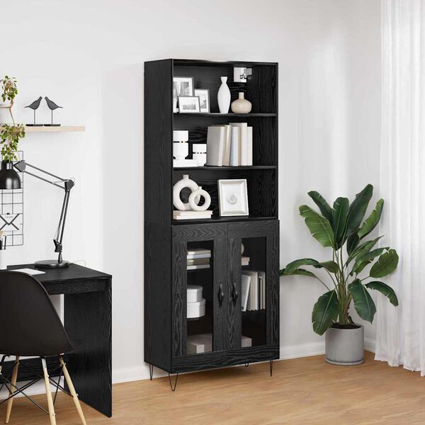 vidaXL Highboard 2 pcs &Mu;&alpha;ύ&rho;&eta; &Omicron;&xi;&upsilon;ά &Epsilon;&pi;&epsilon;&xi;&epsilon;&rho;&gamma;&alpha;&sigma;&mu;έ&nu;&omicron; &xi;ύ&lambda;&omicron;