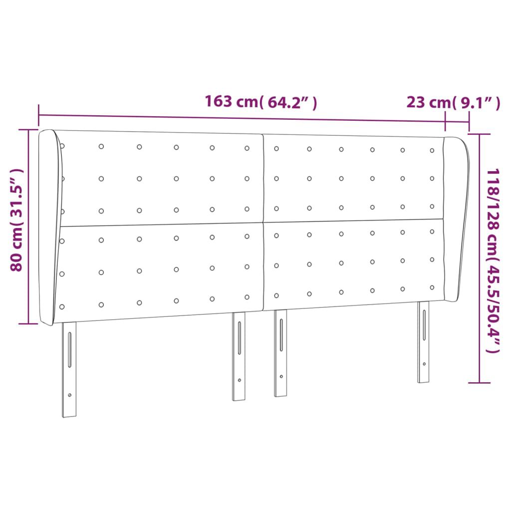 vidaXL Κεφαλάρι με Πτερύγια Σκούρο Γκρι 163x23x118/128 εκ. Βελούδινο