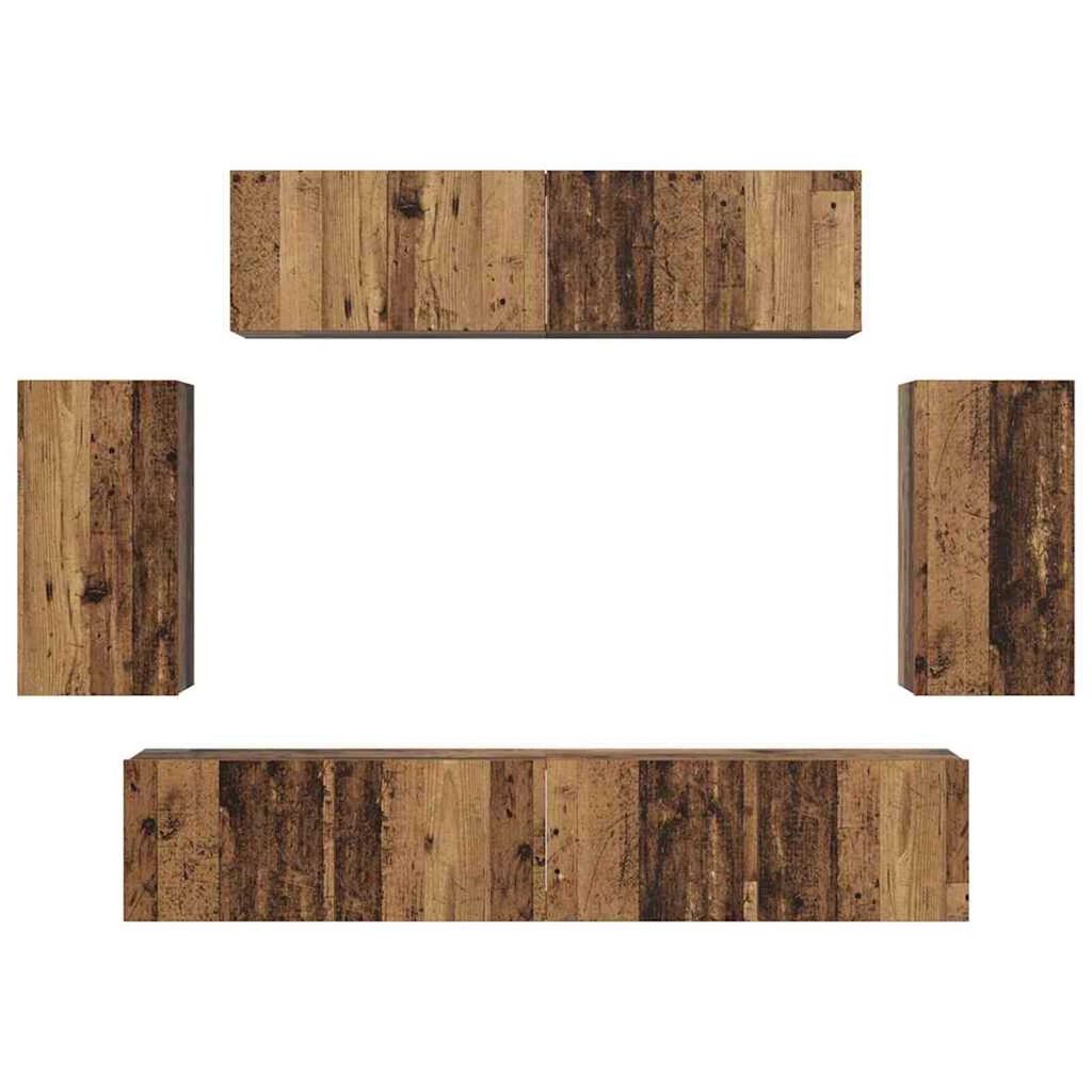 vidaXL Σετ επίπλου τηλεόρασης 6 pcs Παλαιό ξύλο 80 x 30 x 30 εκ