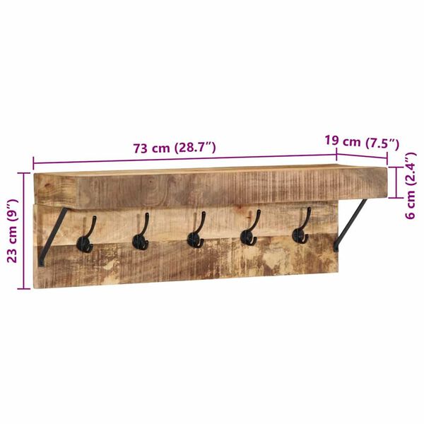 vidaXL Κρεμάστρα Παλτών με ράφι Καφέ 73 x 19 x 23 εκ Μασίφ ξύλο μάνγκο
